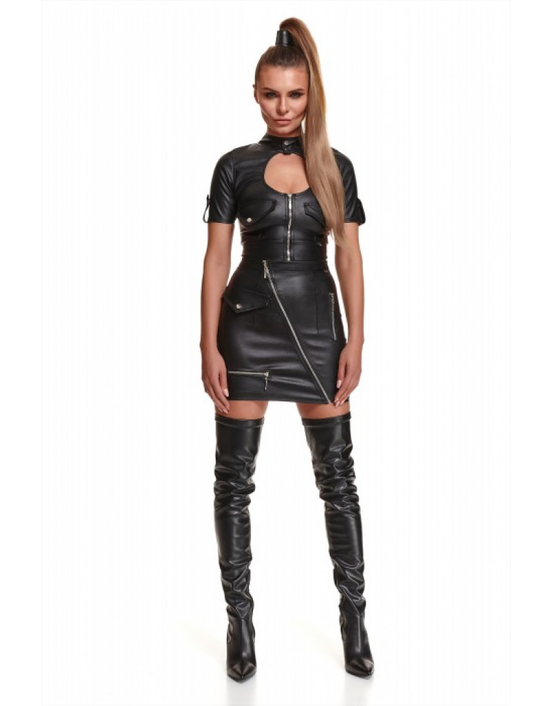 Fusta mini cu trei fermoare decorative FRANCESCA