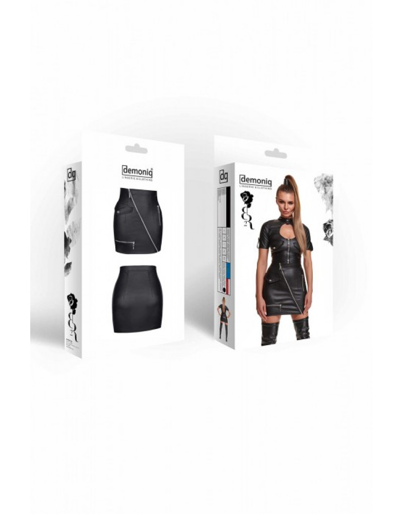 Fusta mini cu trei fermoare decorative FRANCESCA