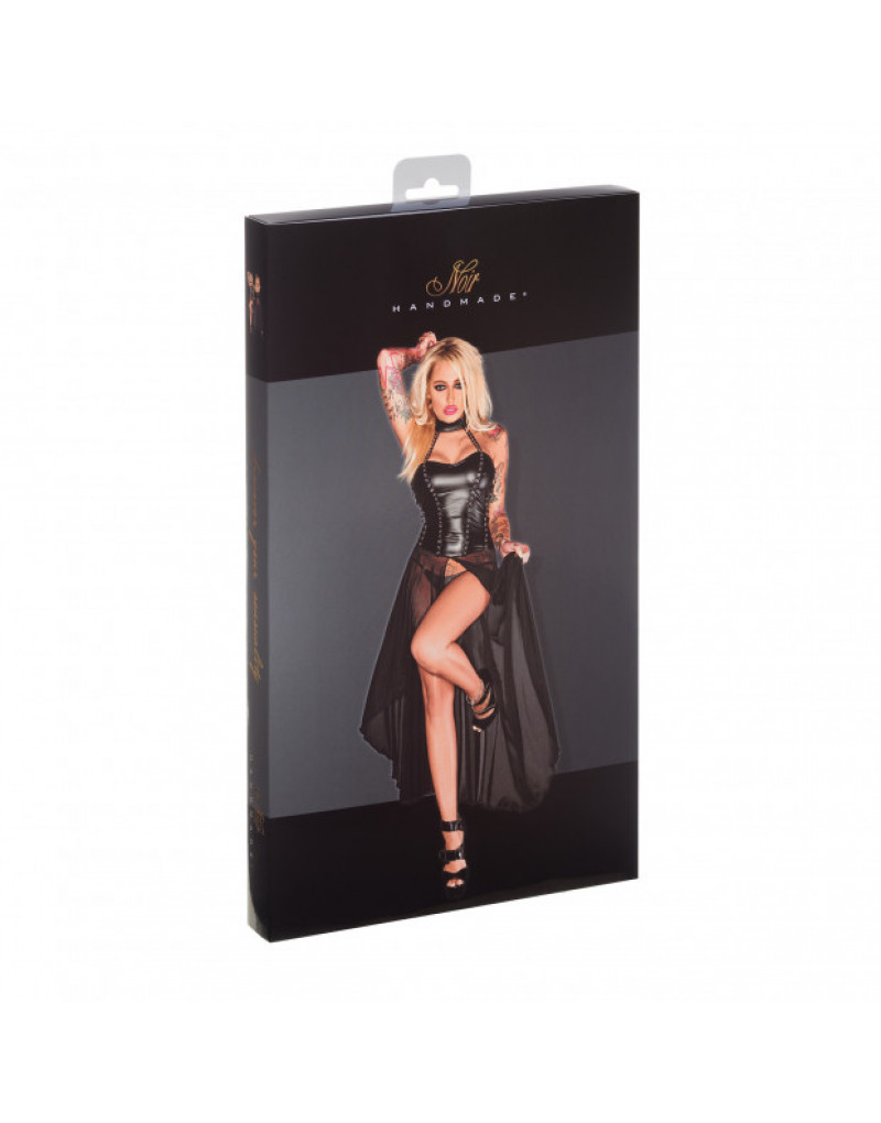 Powerwetlook cu rochie lungă din tul cu gauri metalice GUN F139